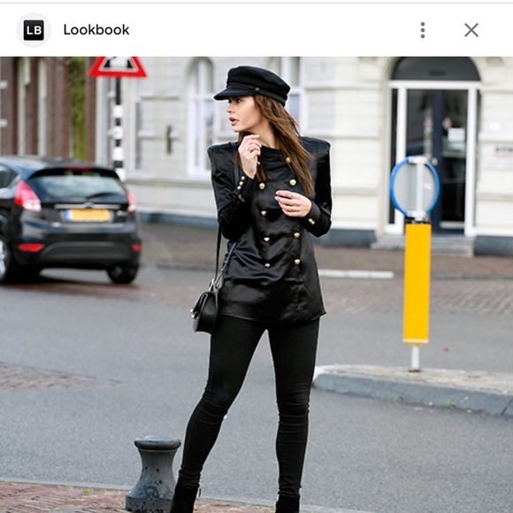 Balmain X H&M Silk Black Military Shirt / Jacket with Gold-tone Buttons Sz  4new - Picture 2 of 2